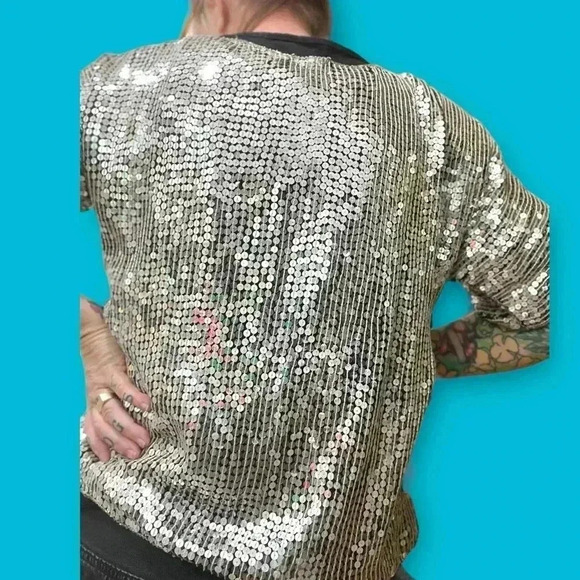 Vintage 70’s disco Studio 54 Jean for Joseph Le Bon Silk Sequins statement Top-L - Picture 10 of 14